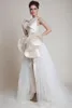 Modest Light Champagne Wedding Dresses Tulle A Line Sleeveless Jewel Neck Jumpsuit Overskirt Ruffles Wedding Bridal Gown vestido de novia