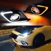 2 PCS para Mazda 3 axela 2014 2015 2016 Turn Signal Light e escurecimento estilo Relay 12V LED carro DRL luzes diurnas com orifício da lâmpada de nevoeiro