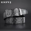 Ldofwj 2018 Ny Snake Hud Automatiska Buckle Cowhide Leather Men Belt Modebälten för Mens Bälten