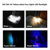 2019 LED flashlight UV LED Torches light four light source white yellow UV365 UV395 product identification black3603700