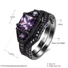 Princess cut 5mm 1ct Amethyst Bridal Jewelry 18k Black Gold Plated Retro Women039s Wedding Ring Sets Set 5128419611