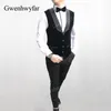 Gwenhwyfar Formalne Męskie Garnitury Armia Green 2019 Slim Fit Velvet Lapel Groom Garnitur Męskie Tuxedo Blazer Wedding / Prom Garnitury 3 sztuk