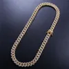 Gold Silver Color 8mm Iced Out CZ Chains Hip Hop Cuban Chians smycken Mens Bling Diamond Cuban Link Chain Rapper HipHop Gift8279879