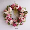 Wreaths Artificial Fake Flowers Penoy Wreath Door Hanging Wall Garland Silk Flowers Floral for Christmas Home Wedding Party Decoration