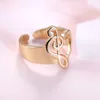 Shining Women Jewelry Gold Plated Silver Music Note Bow Ring för bröllopsöppning Justerbar ring9885272