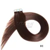 European Natural Color Multi Colors 12 to 26 Inch 100g Silky Hairpiece Skin Weft Remy Virgin Human Hair Extensions Tape In