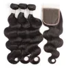 Straight Remy Hair Bundles with 4x4 4x1 Lace Closure Natural Color Body Wave Brazilian Human Hair Extension