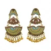 Indisk glasblomma mönster med pärlor Tassel dangle örhängen för kvinna bröllopsgåva nation smycken
