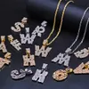 Nuovo diamante personalizzato A-Z Lettera iniziale Nome personalizzato Collana con ciondolo Iced Out CZ Placcato oro 18 carati Gioielli Hiphop fai da te per uomo Donna