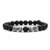 Bracciali con perline turchesi in pietra lavica nera da 8 mm Bracciale diffusore di olio essenziale per gioielli da donna