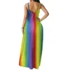 Целая дизайнерская женская одежда Bohemian Rainbow Print Lake Summer Dress Fashion Women Sexy Spaghetti Bess Bodycon Long Maxi 6897204