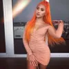 Nouvelle mode droite 360 dentelle résistant à la chaleur Hai perruque longue couleur orange synthétique avant de lacet perruques pour Cosplay maquillage