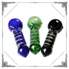 New Freezable coil handpipe glass spoon pipe with glycerin glass smoking hand tobacco pipes pocket small glass cool pipe free shipping