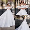 Vestidos de novia de satén de princesa con mangas abullonadas extraíbles vestidos de novia elegantes acanalados vestidos de novia hechos a medida de238k