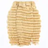 Peruansk människa hår blondin tre buntar djupa lockiga hårförlängningar 1028 tum djup våg vrigin hår 613 färg nya produkter8689156
