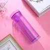 Akryl Tumbler 16oz Skinny Tumbler Straight Tumblers Travel Mug Double Wall Rensa plast Tumblers med lock och halm