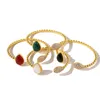 Wholesale- Fashion New Brand Titanium Steel Gold Bracelet Water Drops Agate Opening Bracelet For Women Charm Jewelry