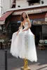 Liz Martinez Une ligne de robe de mariage sans bretelles Applique perles robes de mariée balayage train Bohème Robes de mariée