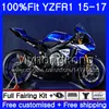 Corps d'injection pour YAMAHA YZF-1000 YZFR1 2015 2016 2017 Bleu noir stock 243HM.34 YZF R 1 1000 YZF-R1 YZF1000 YZF R1 15 16 17 Kit de carénage