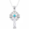 Fashion-Pendant Celtic Cross with Ocean Blue Fire Opal