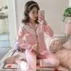 Silk Pajamas for Woman Leisure Ma'am Home Furnishing clothes Girl Casual long sleeved sleepwear 2018 womens luxury sexy cloth287B