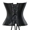 PVC Faux Skórzanie Overbust Corset Bustier S-6xl Plus Kobiety z przodu zamek błyskawiczny