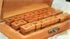 Быстрая доставка оптом творческий строчный прописные буквы алфавит деревянные резиновые штампы набор с деревянной коробкой, 50sets / lot sn2635
