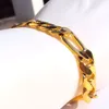 Deluxe masculino 22 K 23 K 24 K tailandês Baht Amarelo em ouro sólido Autentic Bracelet Figaro 10mm Jóias N 03312T