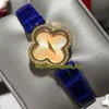 VAF 18K Gold Rose Four Clover Caso Sweet Alhambra Vcaro8wt00 Sapphire Mãe de Pérola Dial Swiss Quartz Mulher assistir Fashion 5034737