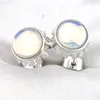 Luckyshine 10 paia 925 argento per le donne retrò rotondo bianco luna gemme di luna moda europa popolare orecchini per borchie