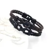 2021 Pulsera de joyería tejida a mano de moda Pulsera de cuerda trenzada de cuero multicapa para hombres Marrón Black205v