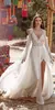 Asaf Dadush 2020 Robes de mariée à pompon fendu avec enveloppement Spaghetti Col en V Appliques en dentelle Boho Bohème Perles Robe de mariée Robes De9353295