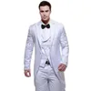 Os mais recentes One Button Groomsmen pico lapela do noivo smoking Homens ternos de casamento / Prom / Jantar melhor homem Blazer (Jacket + Tie + Vest + calça) 590