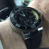 2018 nova versão de alta qualidade movimento de quartzo VK cronógrafo 46MM Black dial moldura de cerâmica pulseira de borracha de luxo mens relógios relógios