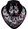 Wedding Jewelry Crystal Rhinestones Butterfly Necklace Earrings Set For Women African Bridal Jewelry Sets 7 Color