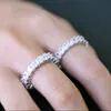 Kvinnor Luxury Eternity Wedding Band Ring Princess Cut Cubic Zircon Fashion Female Jewelry Anniversary Gift Full Circle Square CZ RI200O