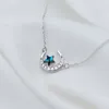 925 Sterling Silver Silver Blue Crystal Crescent Moon Star Pingente Colar para Lady Women Jóias de moda China Product7338983