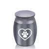 Paw Print Heart Type Engraved Pendant Metal Mini Memorial Casket Jewelry Funeral Cremation Urn for Human/Pet Ashes 30x40mm