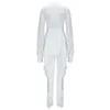 Mode Dames Europese en Amerikaanse Kant LED Jumpsuits Stijl Benen Vouwen Lange Mouw Jumpsuits02241