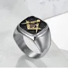 Hot Sale Vintage Rostfritt Stål Män Ring Stor Gratis Mason Freemasonry Masonic Ag Retro Punk 3 Färger Titanum Male Ring Smycken