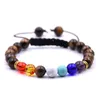 Dam 8mm Lava Rock 7 Chakra Aromaterapi Essential Oljedisperser Armband Flätad Natursten Yoga Bead Armband Armband