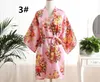 Satin Wedding Bride Bridesmaid Robe Floral Bathrobe Flower Print Kimono Robe Dressing Night Gown for Women M44467240704829981