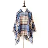 Fashion-New Fashion Arrival Women Lattice Hooded Cloak Winter Warm Grid Long Fringed Pashmina Cover-Ups GB1402