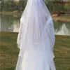 New Designer Elegant Amazing In Stock Real Pictures White Ivory Wedding Veils Cathedral Length Cut Edge Bridal Veil Two Layer Alloy Comb