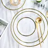 Classic Gold Rim Glass Plates Gerechten Japanse Hammer Graan Glassware Hoog helder catering servies voor trouwfeestrestaurant
