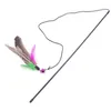 Katt Interaktiv Toy Stick Feather Wand Med Små Bell Mouse Cage Toys Plast Artificial Färgglada Cat Teaser Toy Supplies