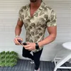 Mannen Shirt Zomer 2020 Fashion Print Casual Gestreepte Shirts Korte Mouwen Losse Hawaiiaanse Vakantie Strand Top Blouse Drop #45282M