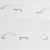 Silver Gold Metal Leopard Series Panther Rimless Solglasögon män Kvinnor med dekoration trådram unisex glasögon för sommaren utomhus325U