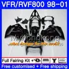 Corpo per HONDA Interceptor VFR800R VFR800 1998 1999 2000 2001 259HM.33 VFR 800RR Fiamme blu calde VFR 800 RR VFR800RR 98 99 00 01 Kit carenatura