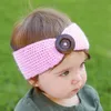 Bonita diadema con botones para bebé, turbante tejido para la cabeza, banda para la cabeza cálida, gorros para niños pequeños, banda para el pelo, regalo de cumpleaños para niños, 8 colores